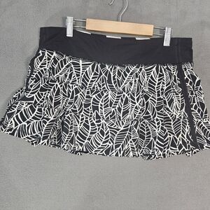 Lululemon Pace Rival Skirt Pretty Palm Black Angel Wing Floral White Skort SZ 10